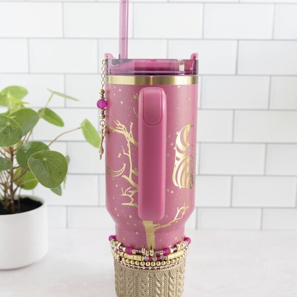 Custom Engraved Cheshire Alice in Wonderland Starbucks x Stanley Berry Pink - Picture 5 of 9